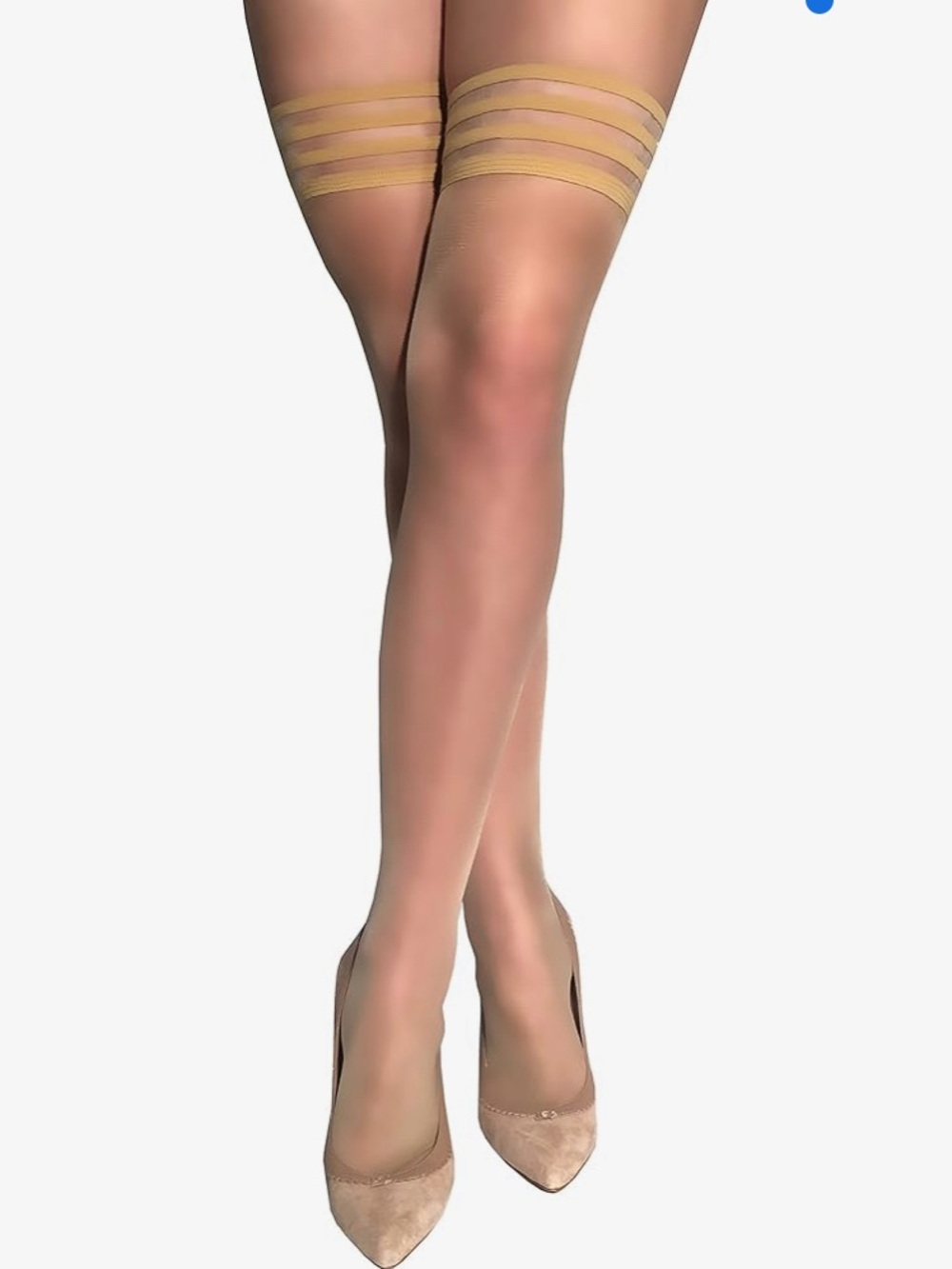 Kix`ies Stockings For Women | Thigh High Stockings No Slip Grip Size B Champagne